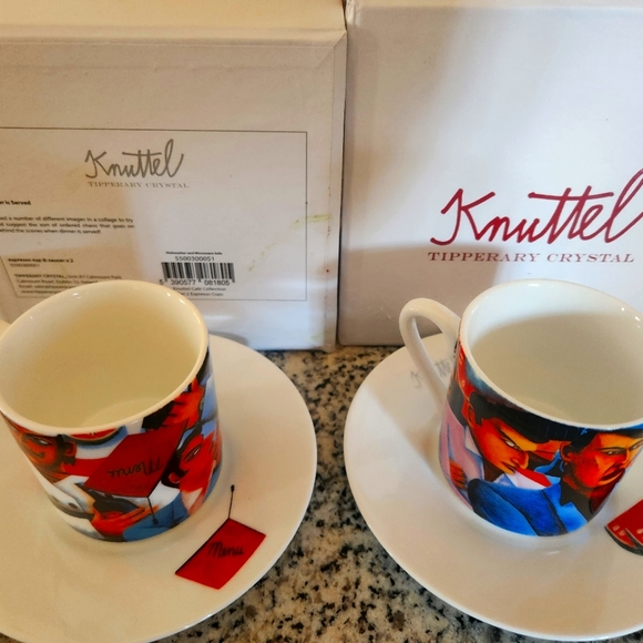 Knuttel Tipperary Crystal set 2 espresso cup and saucer - Picture 1 of 3